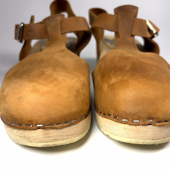 Lotta From Stockholm Wooden Clog Sandals Womens EU 40 Brown Leather Ankle Strap - Picture 6 of 10